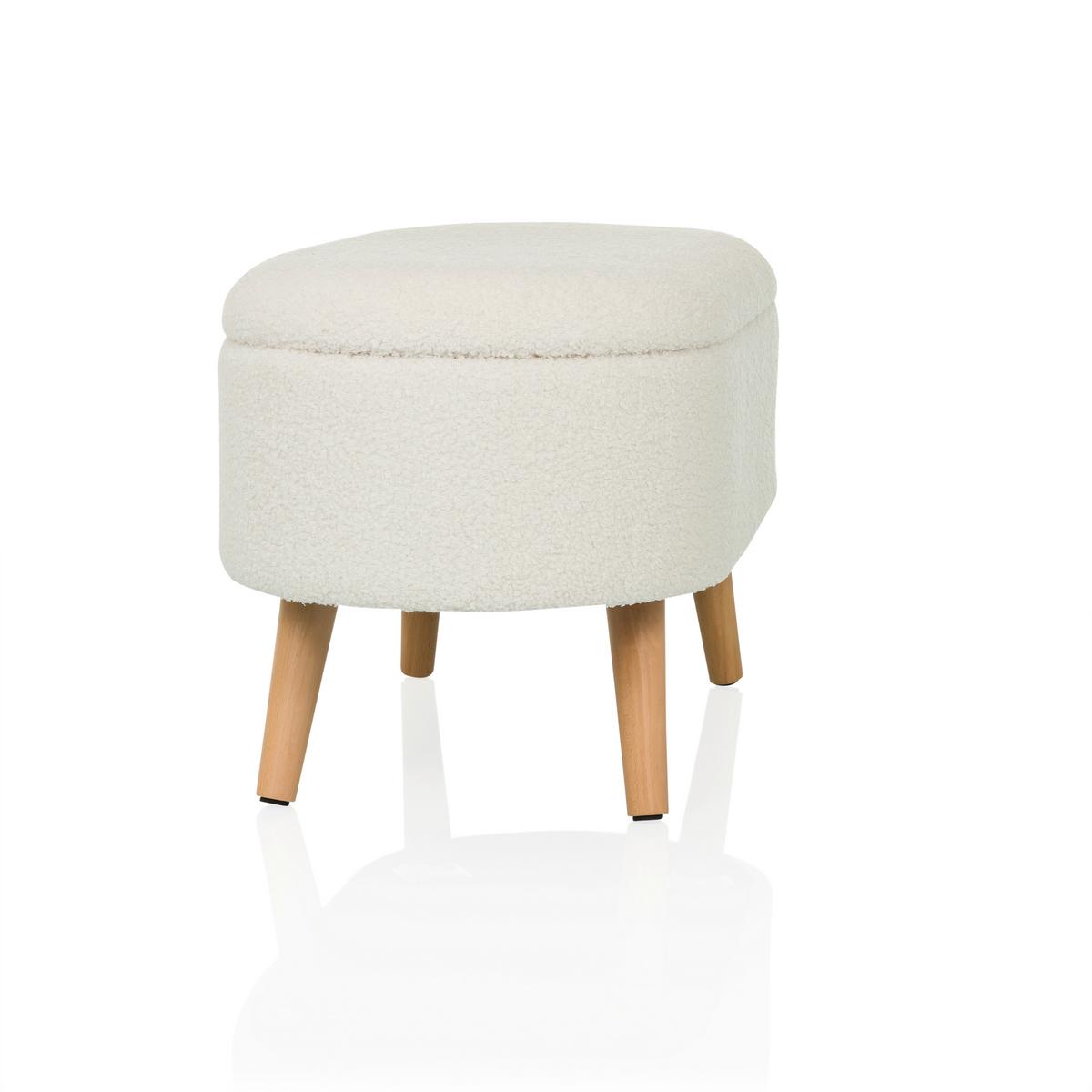 Hocker Storiano Weiß B: 82 Cm - Eichefarben/Weiß, MODERN, Textil (82/43/47cm) - MID.YOU