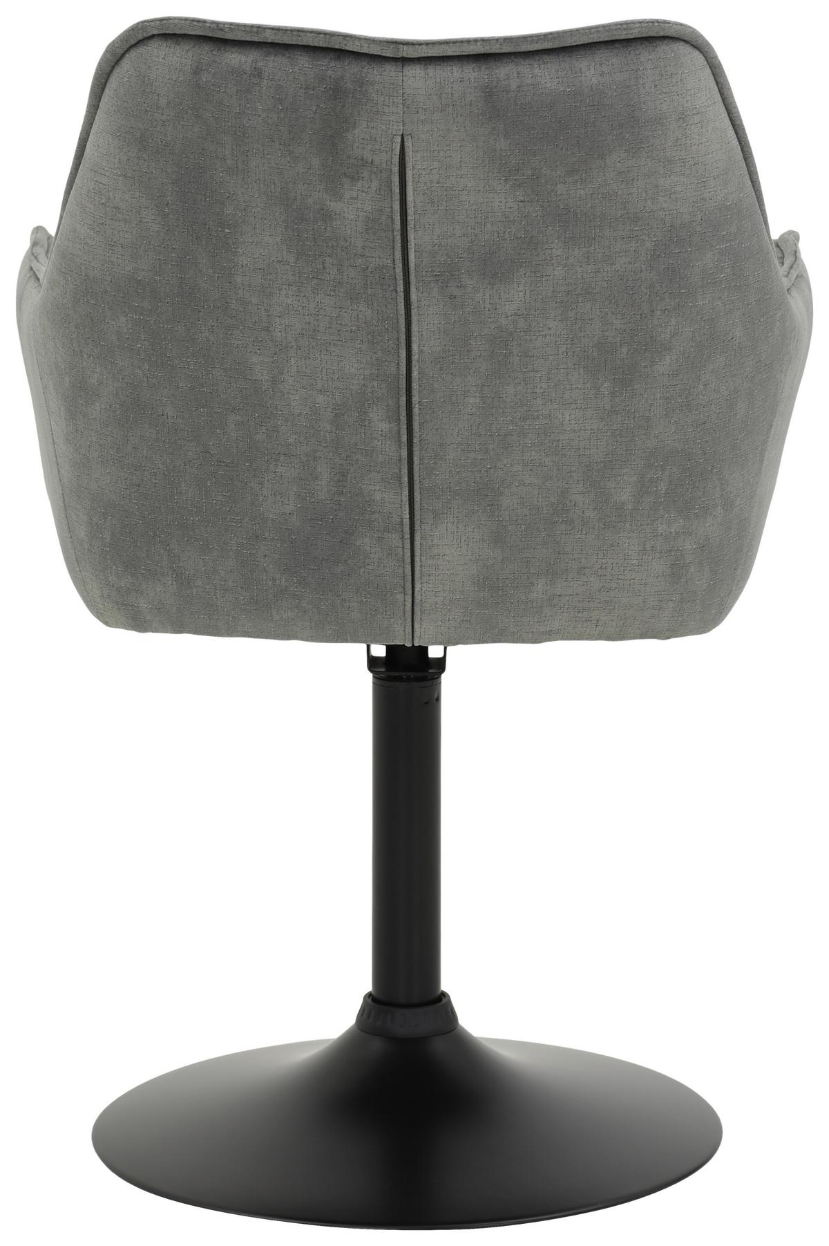 Armlehnstuhl Birte Grau Gepolstert 2er-Set - Schwarz/Grau, MODERN, Textil/Metall (49/83/62cm) - MID.YOU