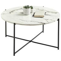Couchtisch Rund Marmor-optik Mireglia, Schwarz/weiß - Schwarz/Weiß, Trend, Holzwerkstoff/Metall (83/83/40cm) - MID.YOU
