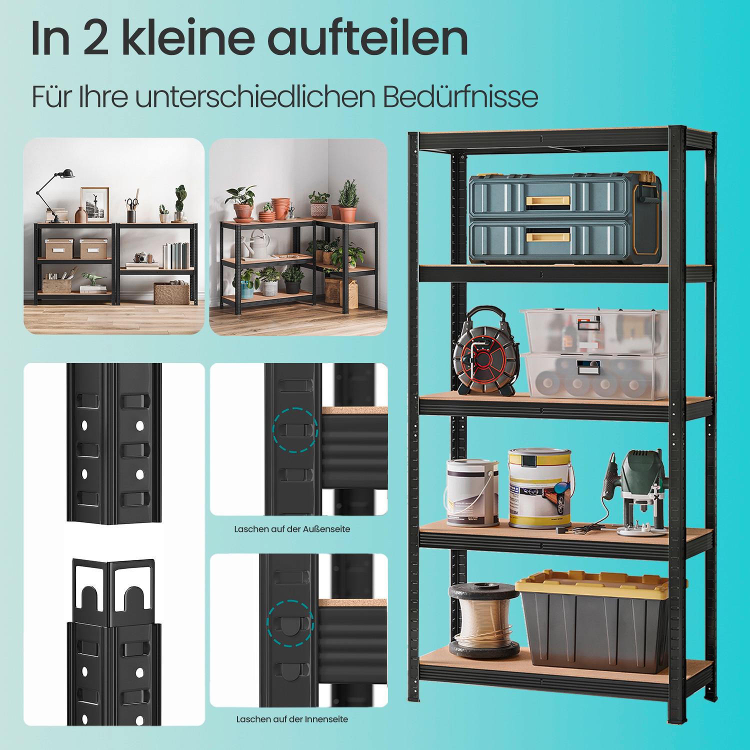 Schwerlastregal Schwarz B: 90 cm - Schwarz, Basics, Holzwerkstoff/Metall (90/180/40cm)