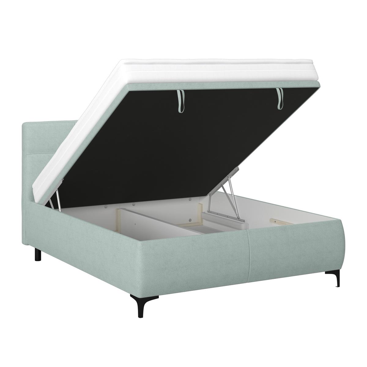 Polsterbett Zeni 140 - Türkis/Schwarz, KONVENTIONELL, Holz/Textil (140/200cm)