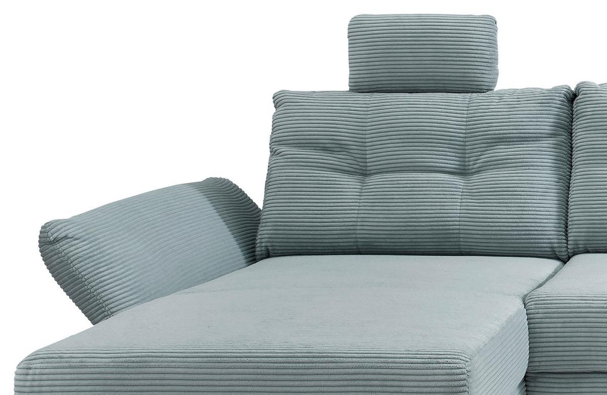 Wohnlandschaft mit Schlaffunktion, Hellblau - Naturfarben/Hellblau, MODERN, Textil (176/338-352/206cm) - Livetastic