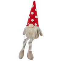Dekognom Zwerg Mit Led - Beige/Rot, Basics, Textil (13/10/46cm)