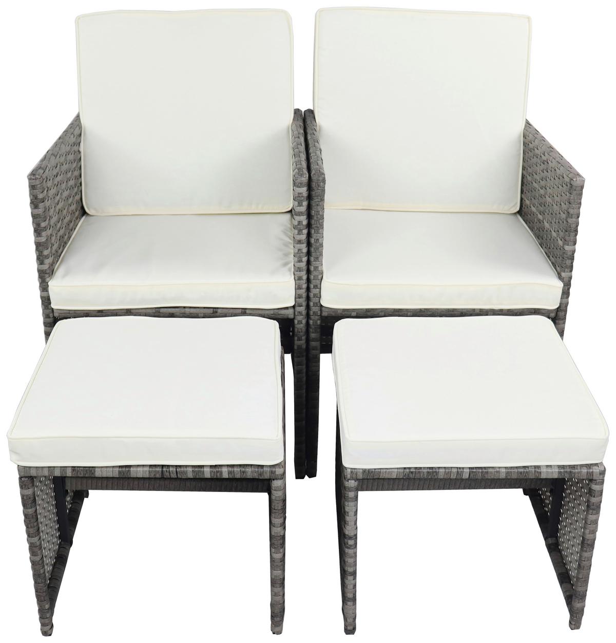 Gartensessel-Set 4-Tlg. Raloso Metall/Kunststoff/Textil - Weiß/Grau, MODERN, Kunststoff/Textil (53/84/53cm) - Ambia Garden