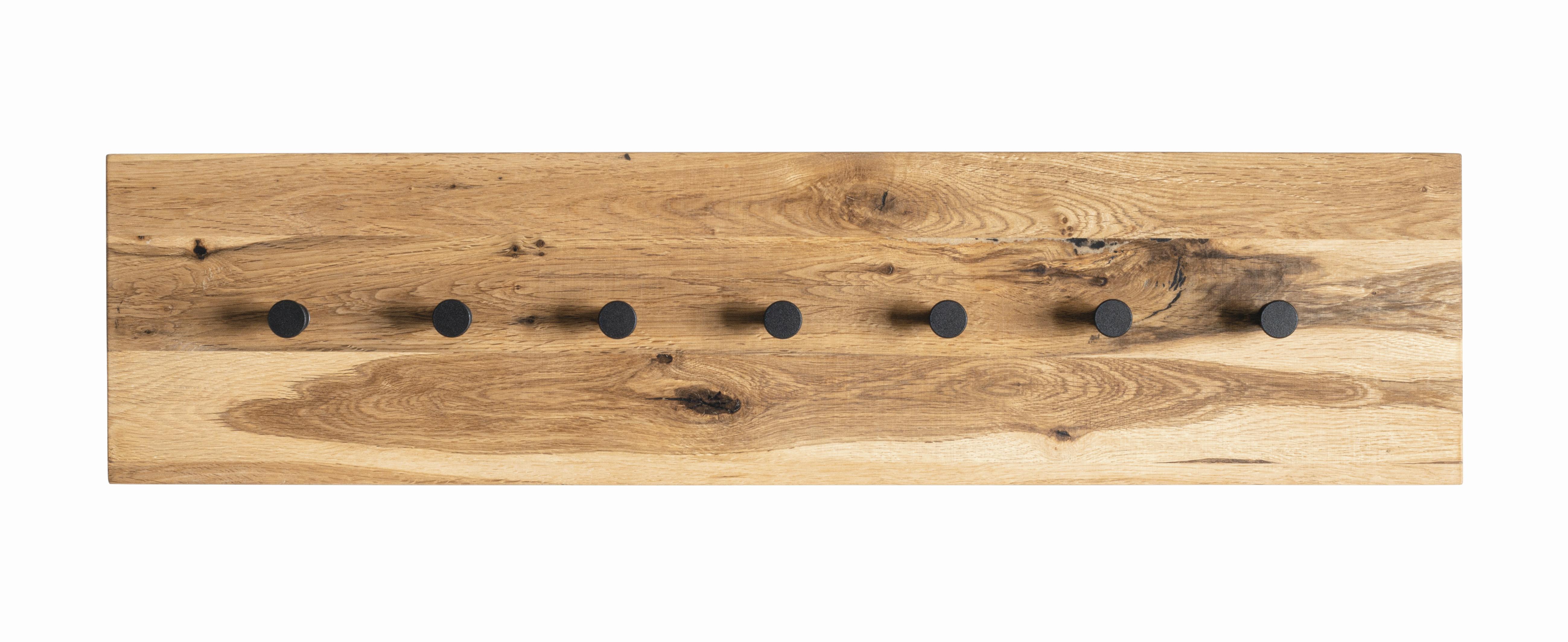 Garderobenpaneel Milano Eichefarben 7 Haken B: 86 cm - Eichefarben/Schwarz, Basics, Holz/Metall (80/20/6cm)