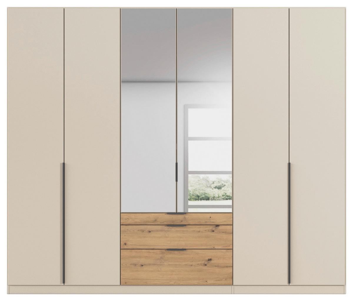 Drehtürenschrank Mit Spiegel 271cm Alabama Super Champagner - Champagner/Eichefarben, MODERN, Holzwerkstoff (271/229/54cm)