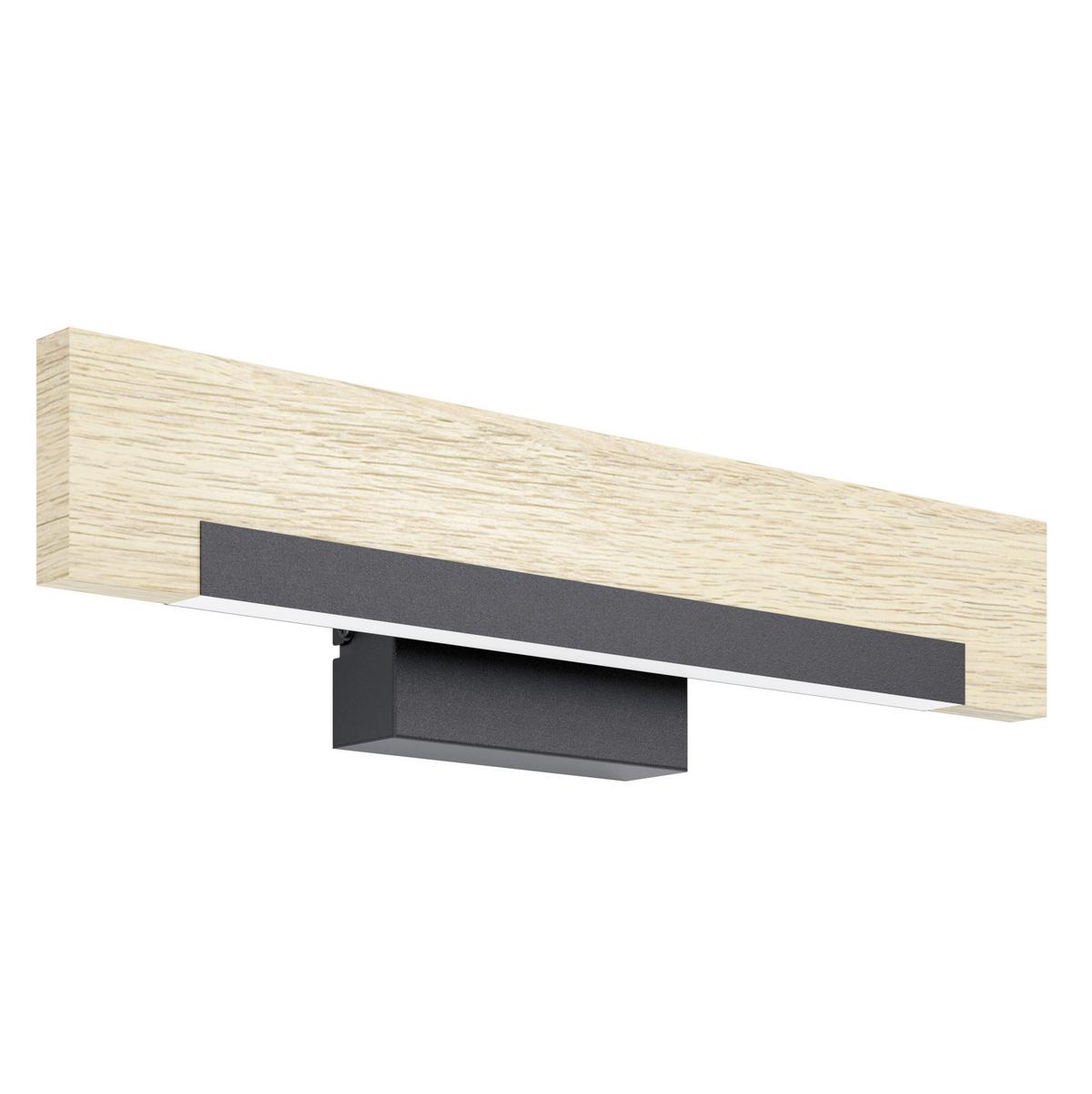 LED-Wandleuchte 99294*camacho - Schwarz/Braun, Natur, Holz/Kunststoff (44/10,5/7,5cm) - Eglo