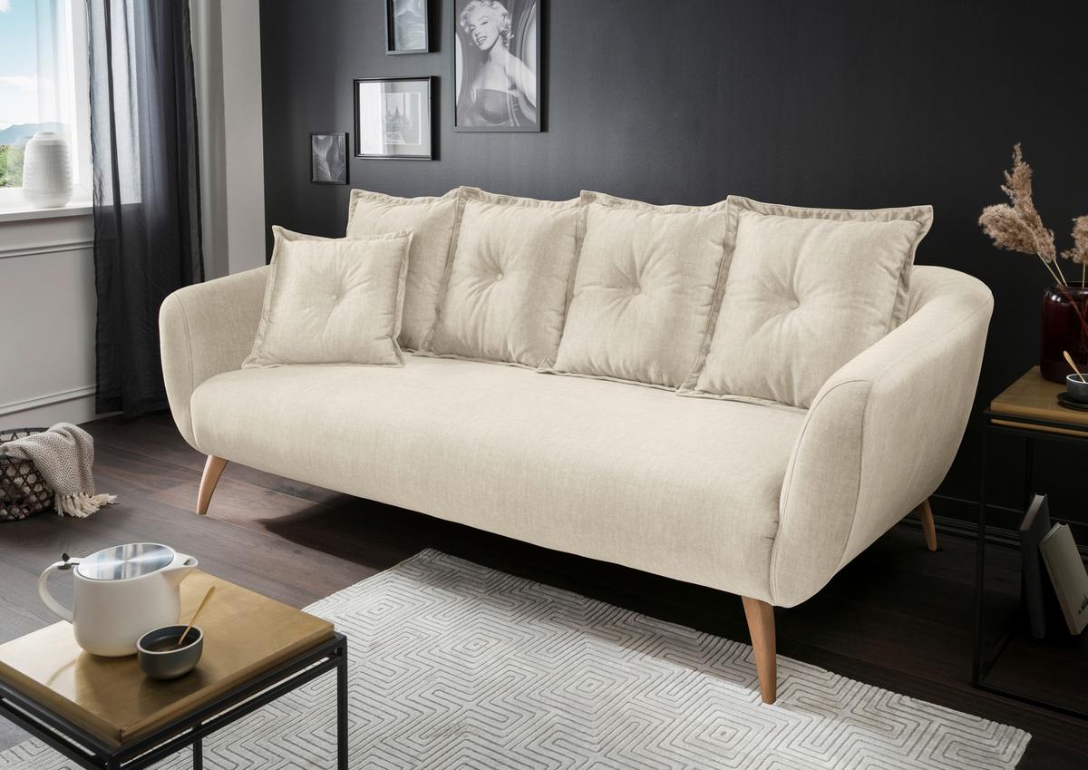 3-Sitzer-Sofa Baggio Beige, Buchefarben, B: 236 cm - Beige/Buchefarben, MODERN, Textil (236/94/103cm) - Livetastic