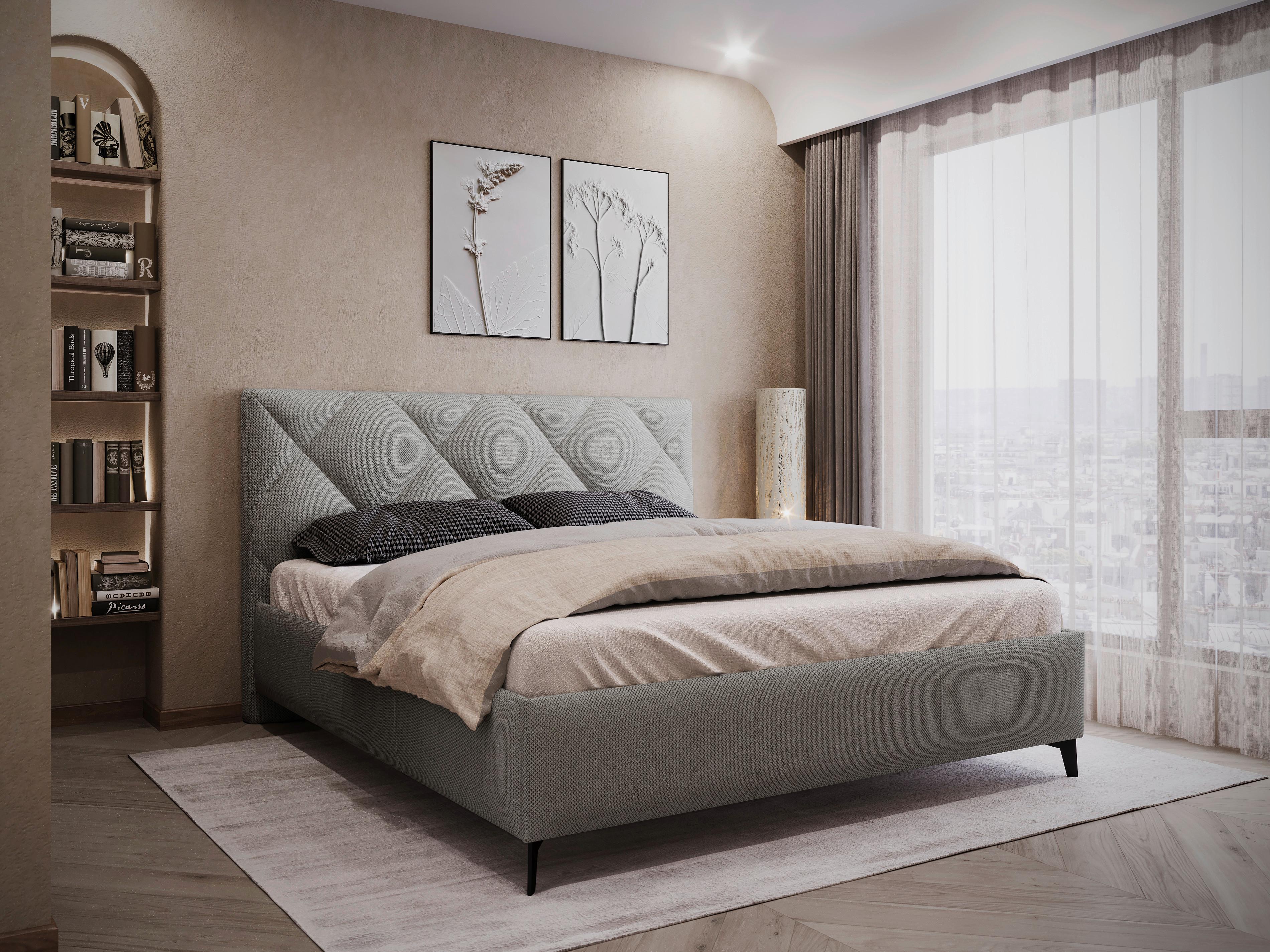 Polsterbett Bianco - Dunkelgrau/Schwarz, MODERN, Holz/Textil (180/200cm) - MID.YOU