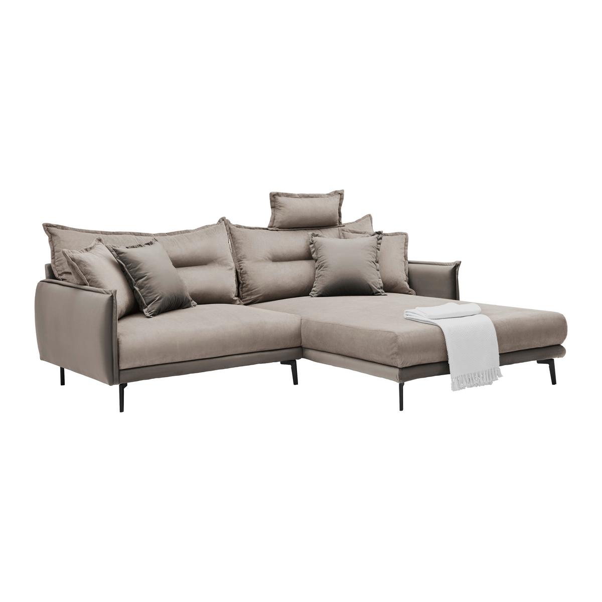 Rohová sedačka NUOVO, obojstranná, sivohnedá - čierna/taupe, Modern, kov/textil (245/190cm) - Mömax