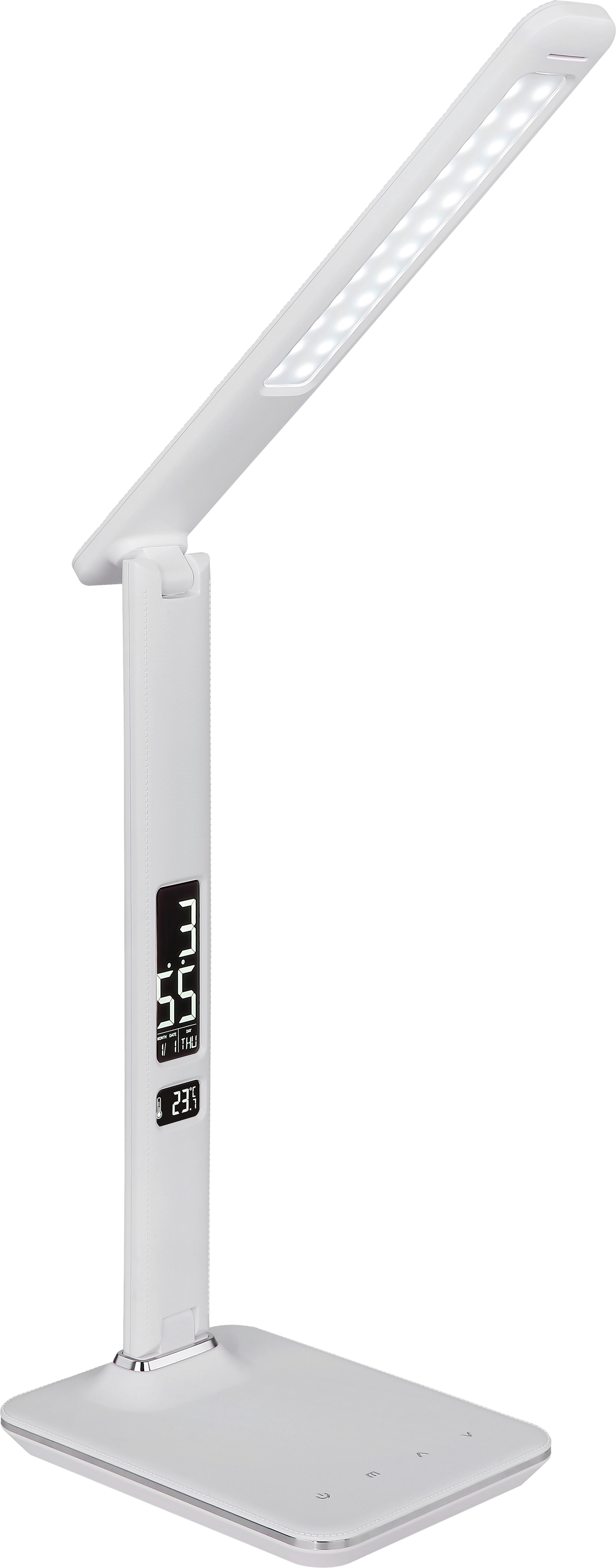 LED-Schreibtischlampe Ilse dimmbar Weiß Kalenderfunktion - Weiß, MODERN, Kunststoff (31/14/59,5cm) - Luca Bessoni