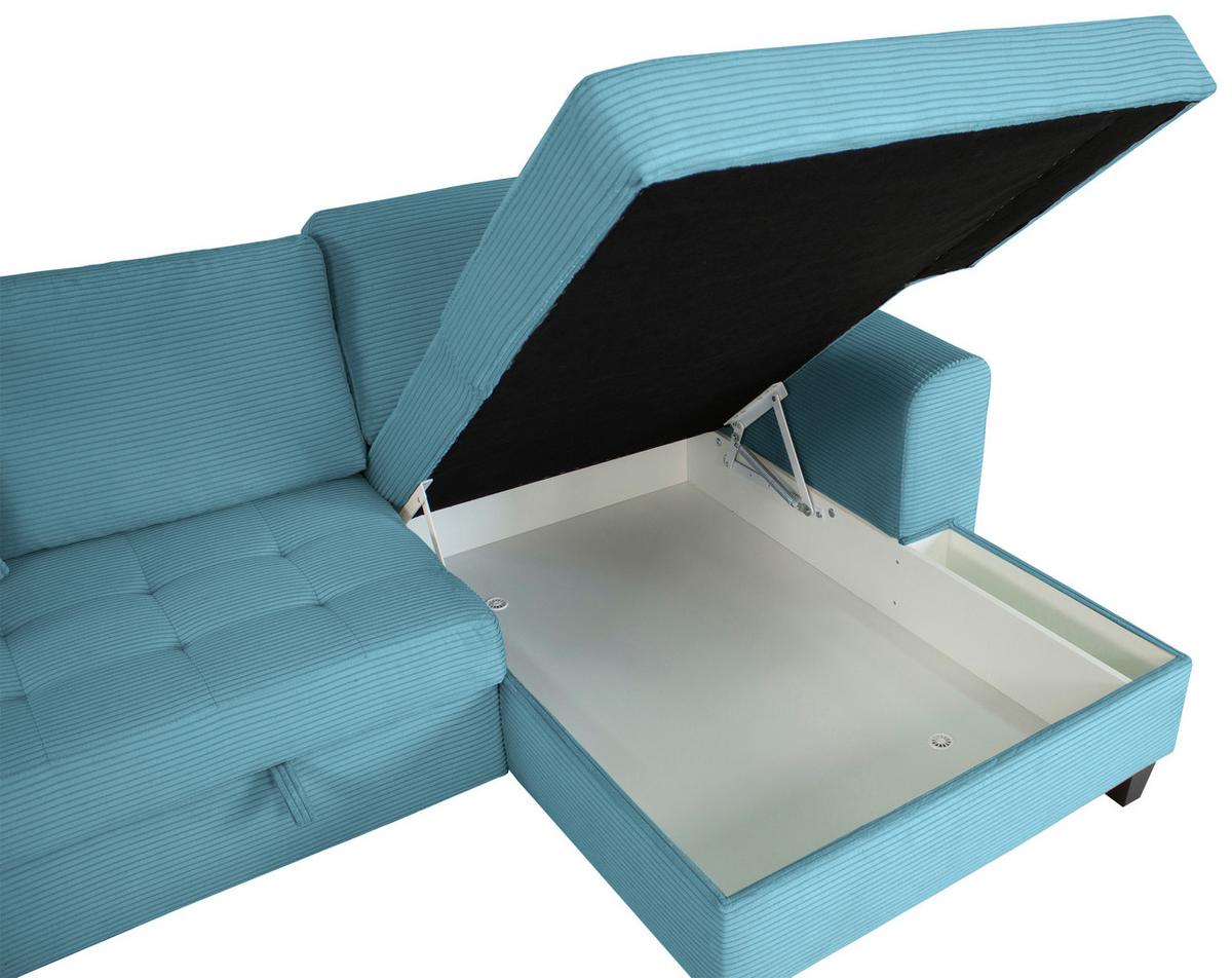 Ecksofa Moritz Hellblau S: ca. 265x155 cm - Hellblau, Trend, Textil (265/155cm)