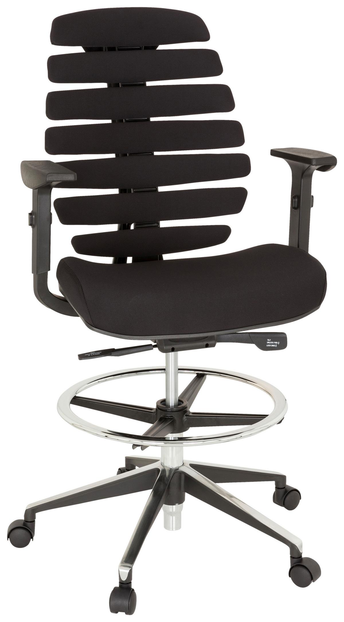 Drehstuhl Ergo Line II Work Schwarz - Schwarz, MODERN, Kunststoff/Textil (62/131/65cm) - MID.YOU