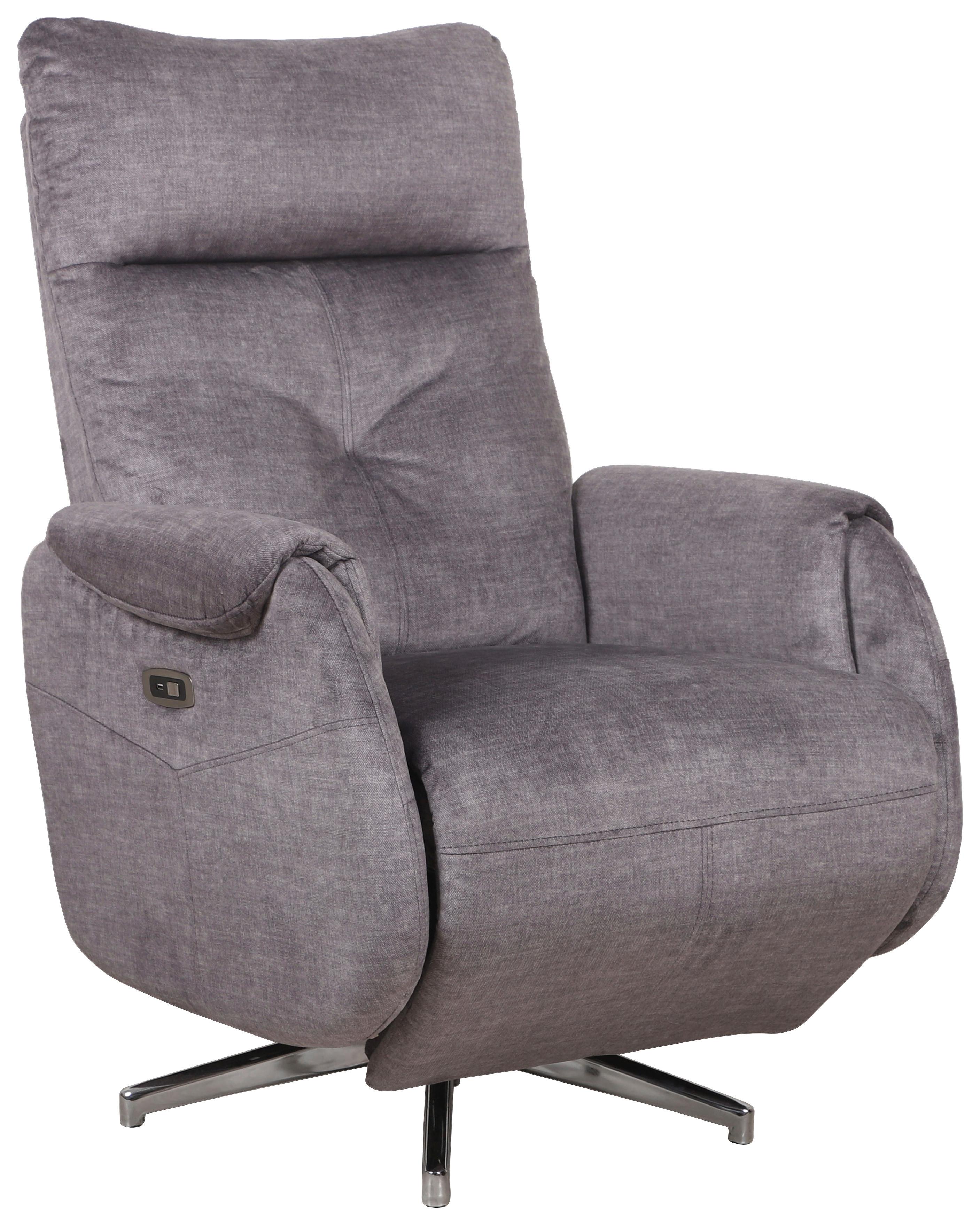 Elektrické TV kreslo MOON, sivá, relax.funkcia, do 140 kg - sivá/chrómová, Modern, kov/textil (72/107/159cm)