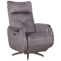 Elektrické TV křeslo MOON, šedá, relax.funkce, do 140 kg - šedá/barvy chromu, Moderní, kov/textil (72/107/159cm)