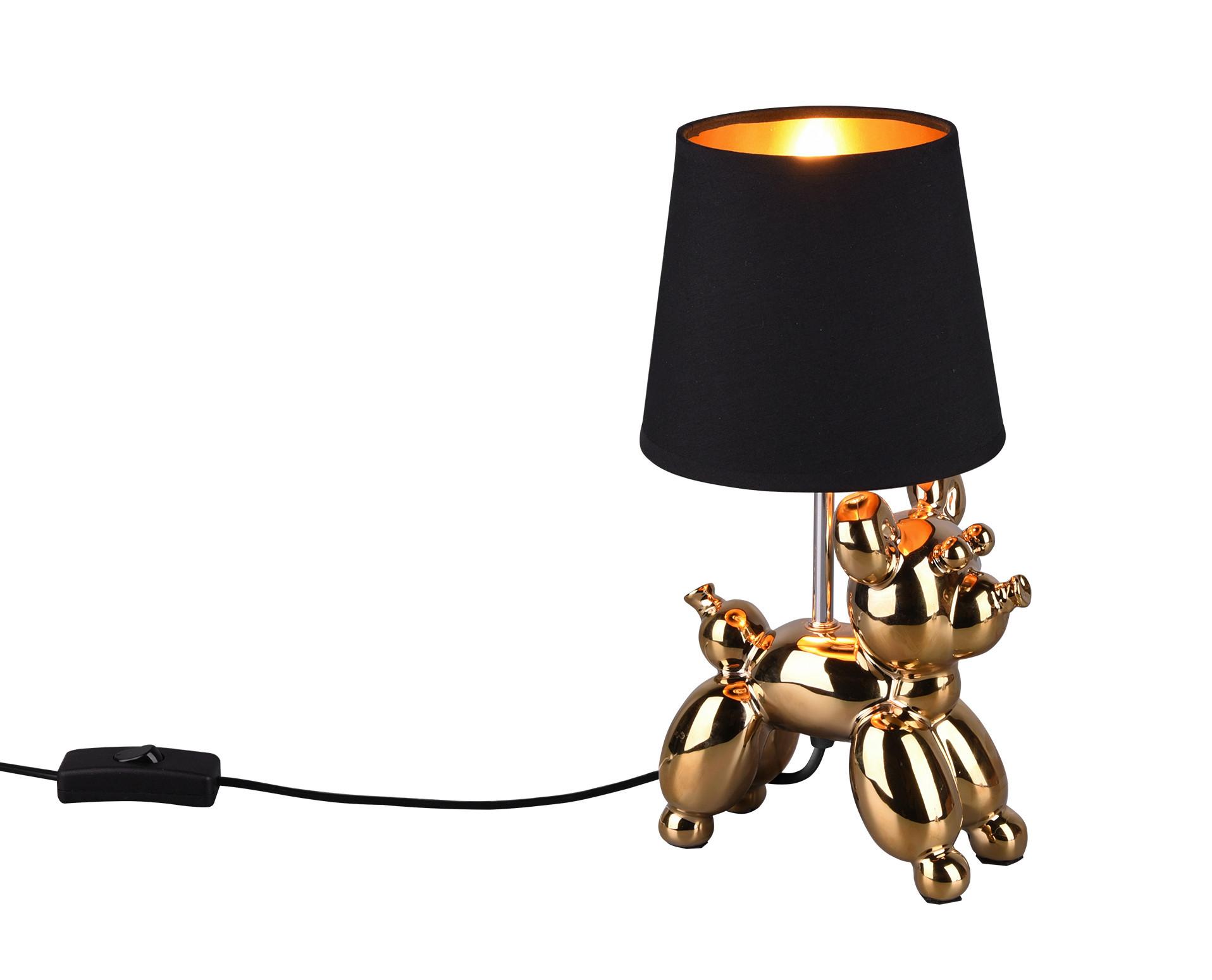 Tischlampe Schwarz/ Goldfarben Luftballonhund - Goldfarben/Schwarz, Basics, Keramik/Textil (17/33/16cm)
