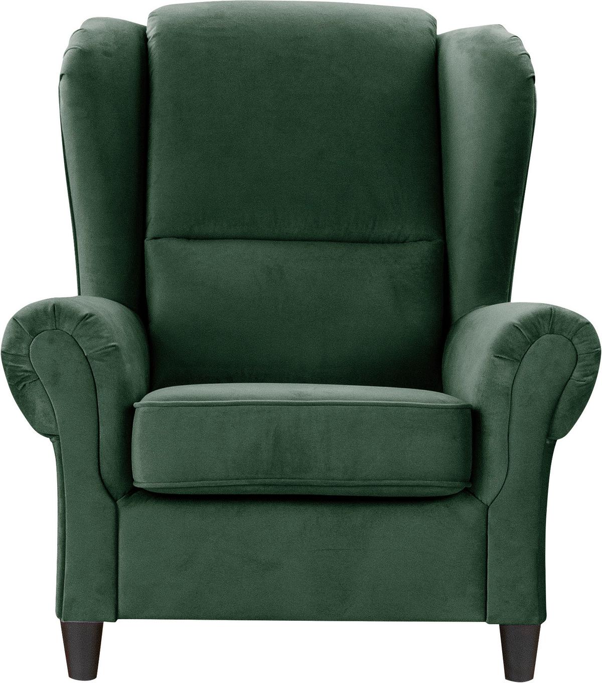 Ohrensessel Baron Dunkelgrün B: 94 Cm - Dunkelgrün/Schwarz, Design, Textil (94/112/92cm) - MID.YOU