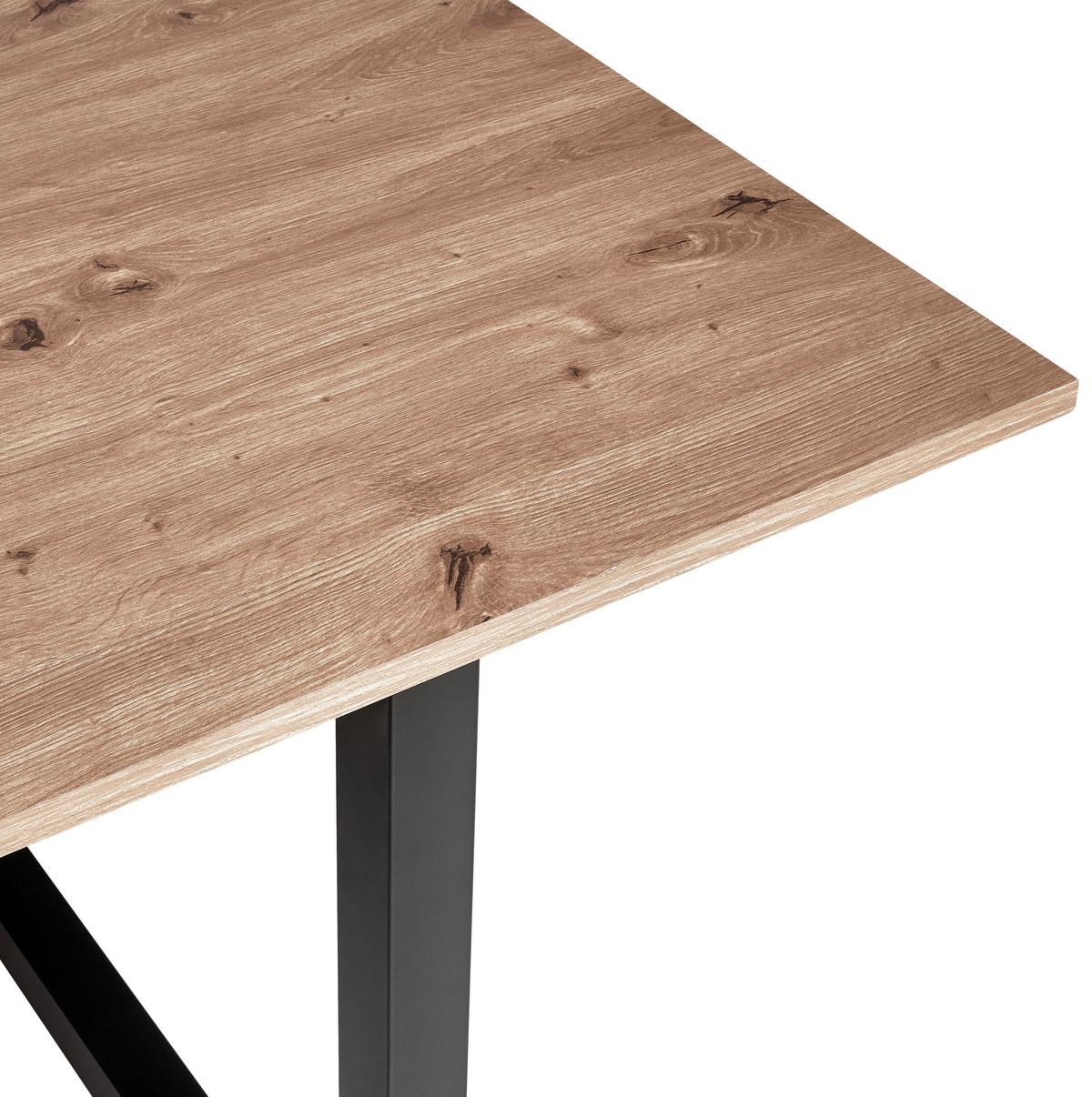 Ausziehtisch Dean 160 Az 160-200x76x90 Cm Eiche - Schwarz/Eiche Artisan, KONVENTIONELL, Holzwerkstoff/Metall (160-200/90/76cm) - MID.YOU