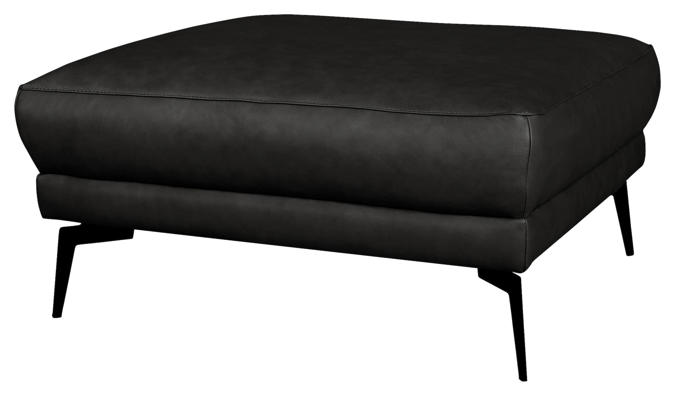 HOCKER Spring, Schwarz B: 96 cm - Schwarz, Design, Leder (96/45/80cm) - P & B