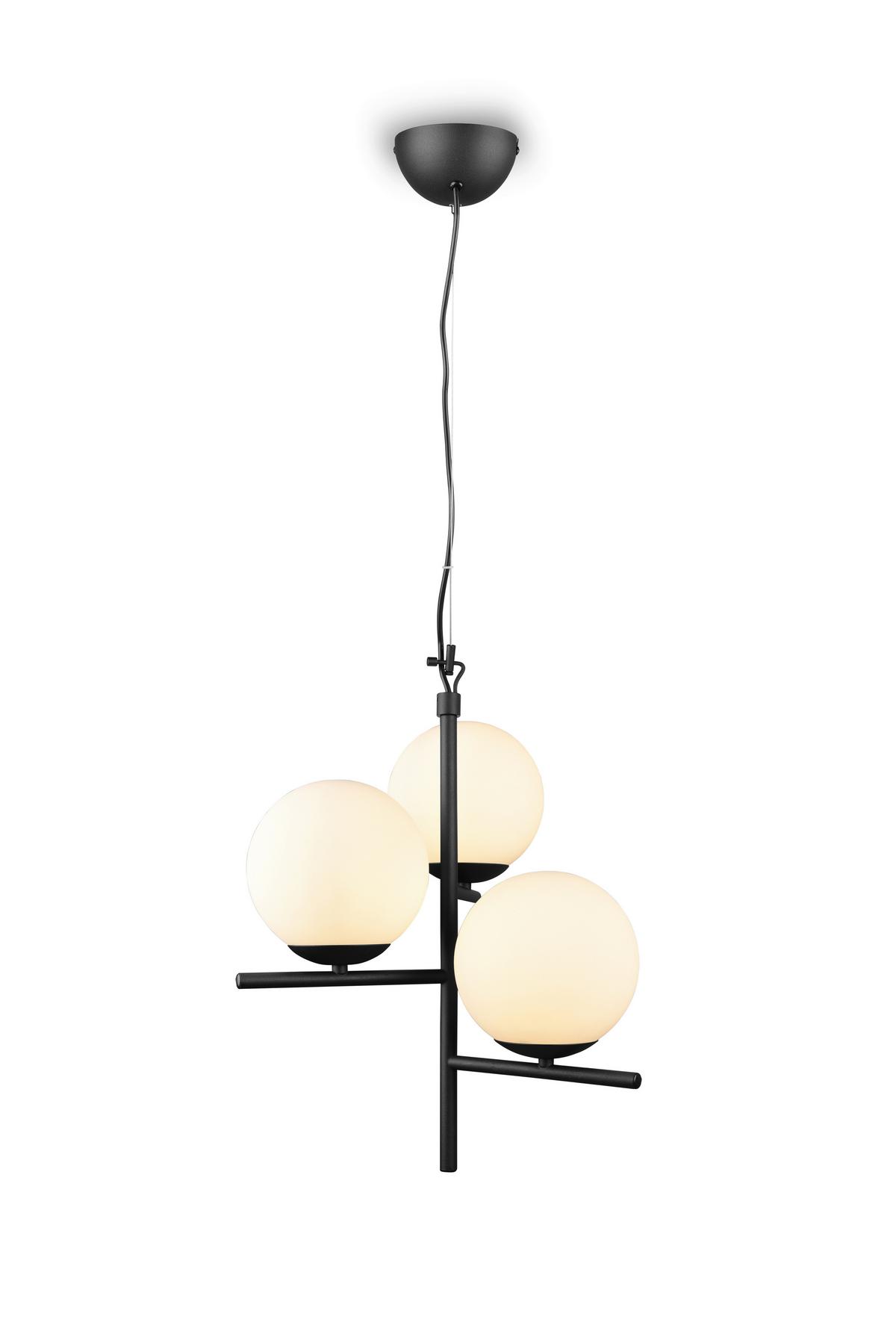 Hängeleuchte Pure H: 150 Cm 3-Flammig, Anthrazit/weiß - Anthrazit/Weiß, Basics, Glas/Metall (40/150cm) - Trio Leuchten