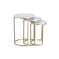 Beistelltisch 3-Teilig Tria Goldfarben/Weiß - Goldfarben/Weiß, Trend, Stein/Metall - Kayoom