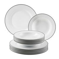 Tafelservice Nola Schwarz Weiß 12-teilig - Schwarz/Weiß, Basics, Keramik - Mäser