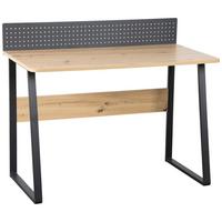 Písací stôl MICK - čierna/dub artisan, Modern, kov/kompozitné drevo (110/75-91/60cm) - Bessagi Home