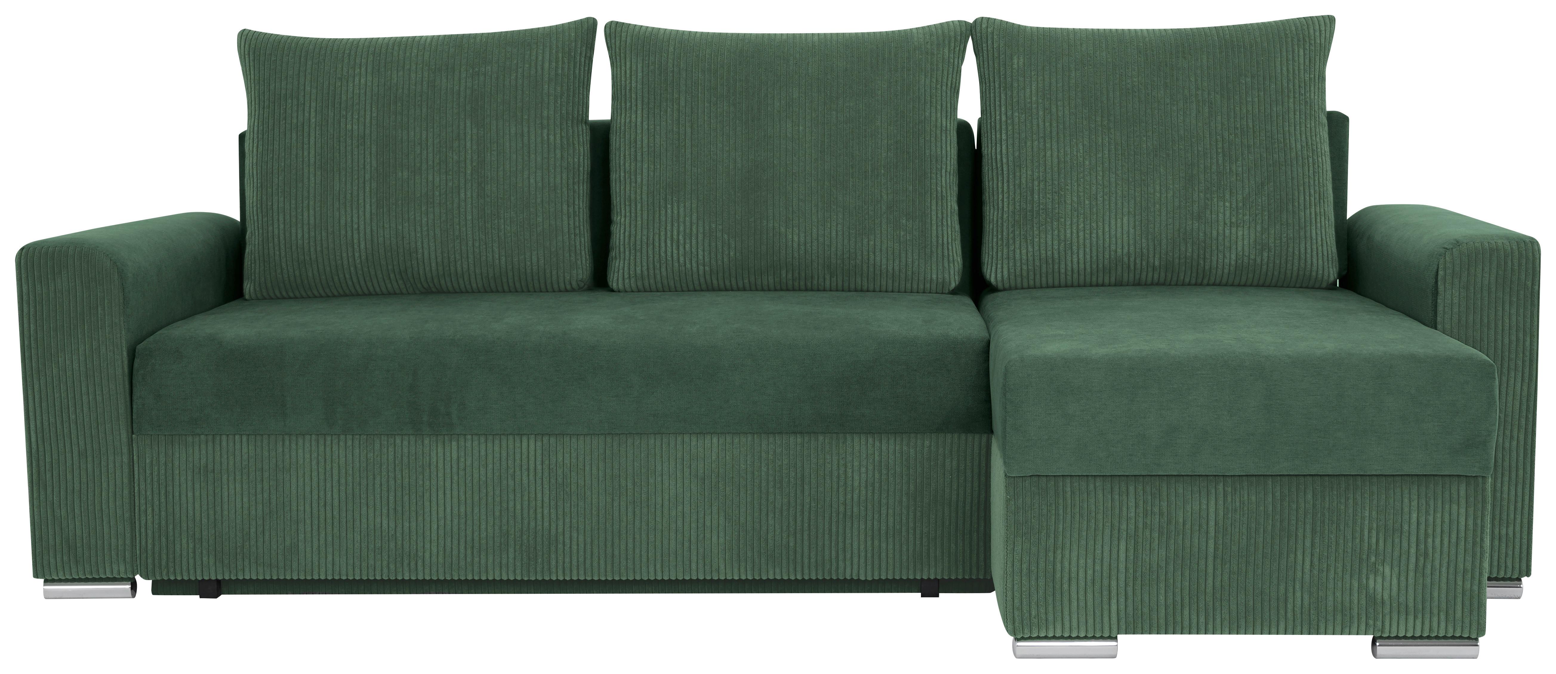 Ecksofa Diever Grün S: 239x141 cm - Chromfarben/Grün, Design, Textil (239/141cm) - Livetastic
