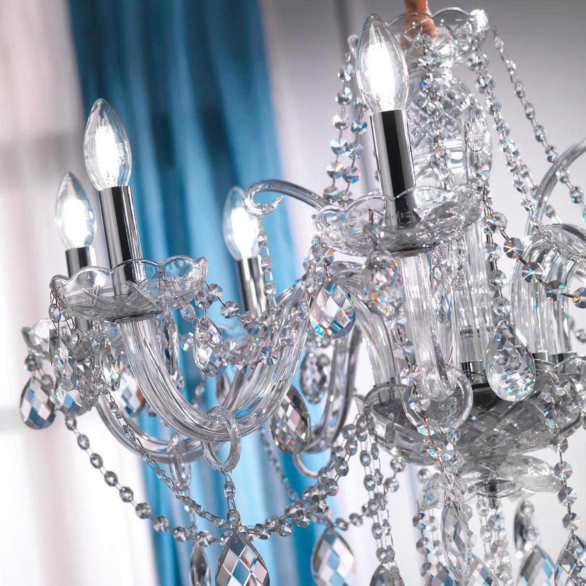 Kronleuchter 9095/8c - Chromfarben/Transparent, KONVENTIONELL, Glas/Metall (75/100cm)