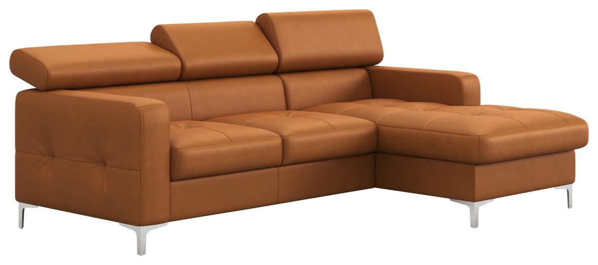 Ecksofa Mit Schlaffunktion Sammy Gelb - Chromfarben/Gelb, Design, Leder (227/168cm) - Livetastic