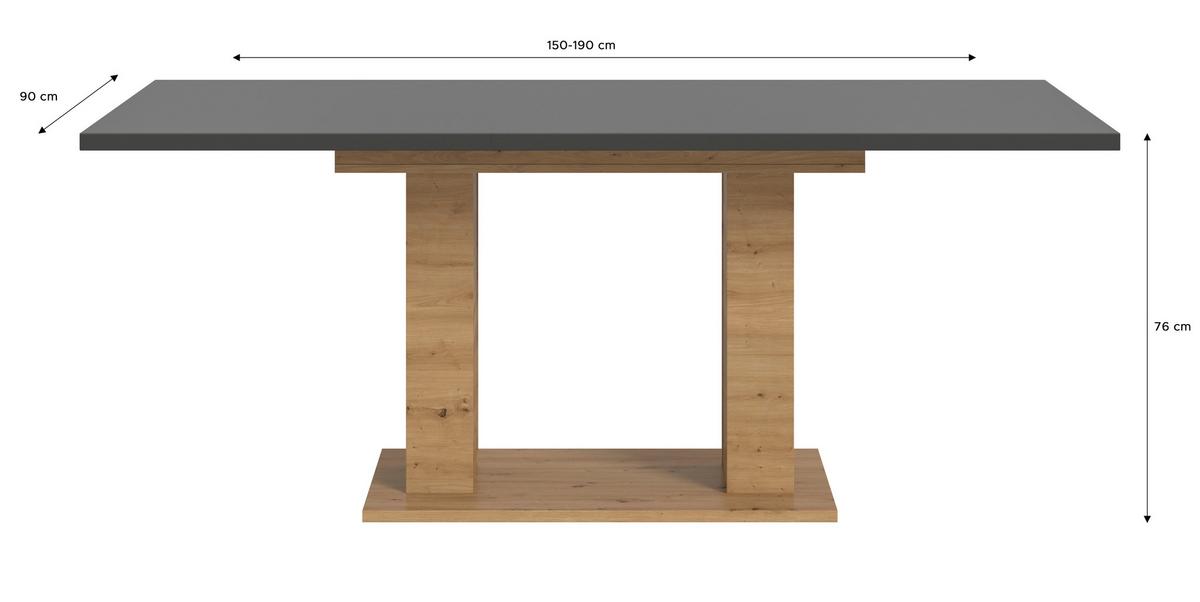 Ausziehtisch Marlon 150 Az Grau/Artisan, B:150-190 cm - Eiche Artisan/Grau, KONVENTIONELL, Holzwerkstoff (150-190/90/76cm)