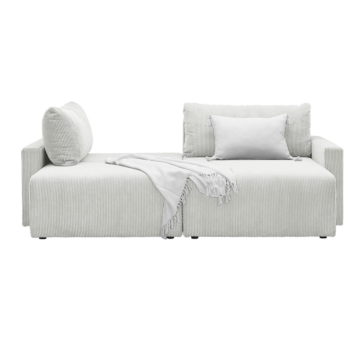 Rohová sedačka DIOS, oboustr.,bílý manšestr - bílá/černá, Moderní, kov/dřevo (228/91/146cm) - Based