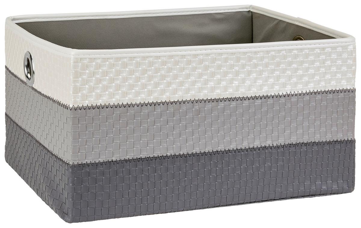 Regalkorb Debby 40x29 cm Weiß/Grau Kunststoff Lederlook - Weiß/Grau, Basics, Textil (40/29/22cm) - Ondega