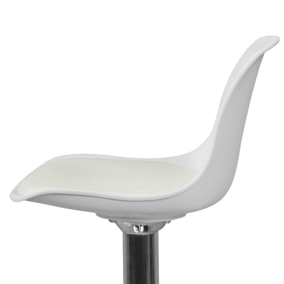 Barhocker Höhenverstellbar Korsika Lederlook Weiß/chrom - Chromfarben/Weiß, MODERN, Kunststoff/Textil (40/104/40cm) - MID.YOU