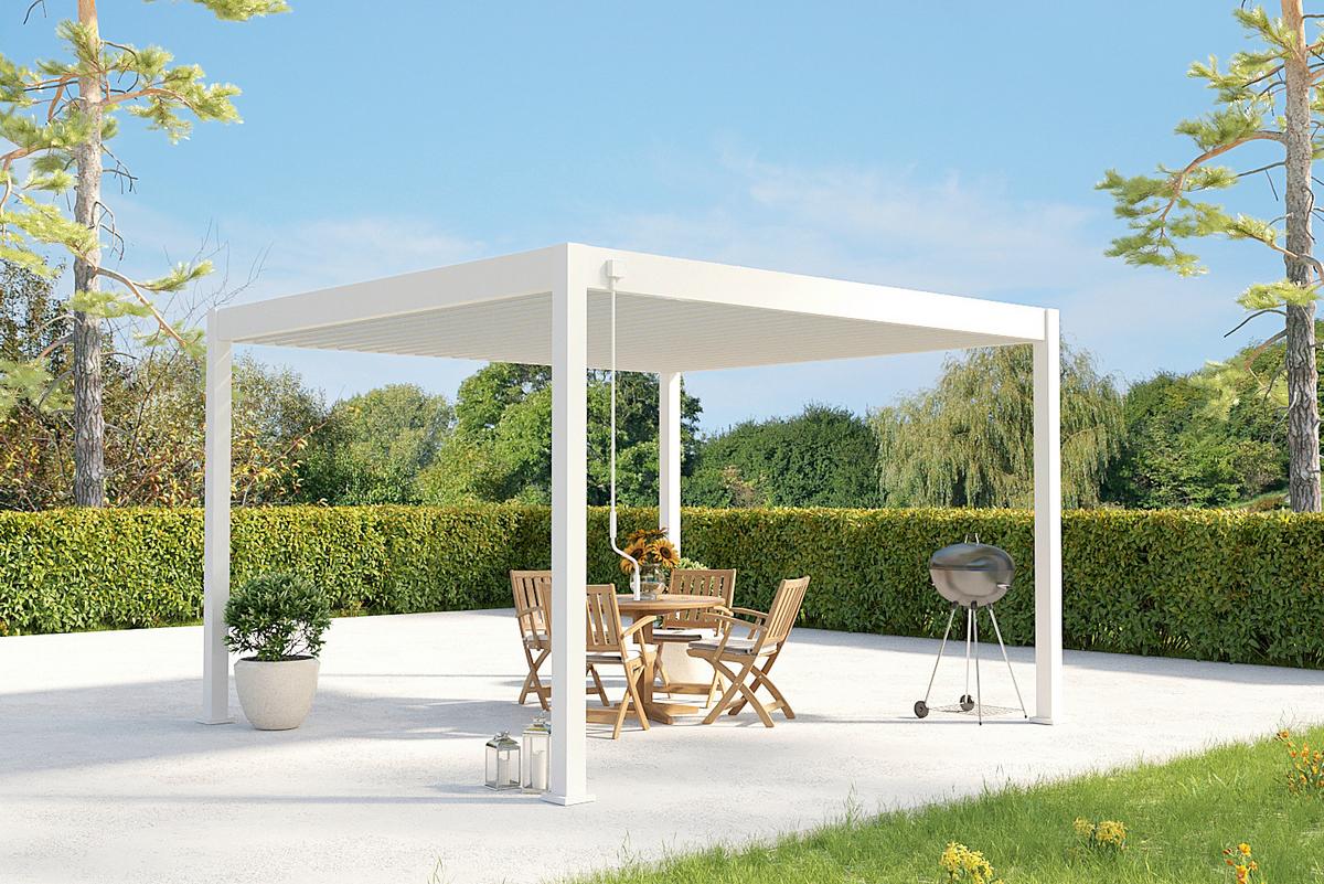 Pergola 360x400 Cm Wetterbeständig, Weiß - Weiß Hochglanz, Basics, Metall (360/255/400cm)