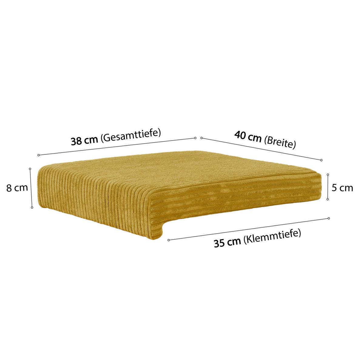 Bankkissen 2-Tlg. Set, Cord Senffarben, LxB: 40x35/38 cm - Basics (40/35/38/5/8cm)