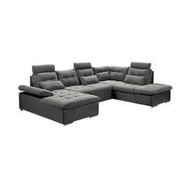 Wohnlandschaft Jakarta Mit Schlaffunktion Grau/schwarz - Chromfarben/Schwarz, Design, Textil (170/324/218cm) - MID.YOU