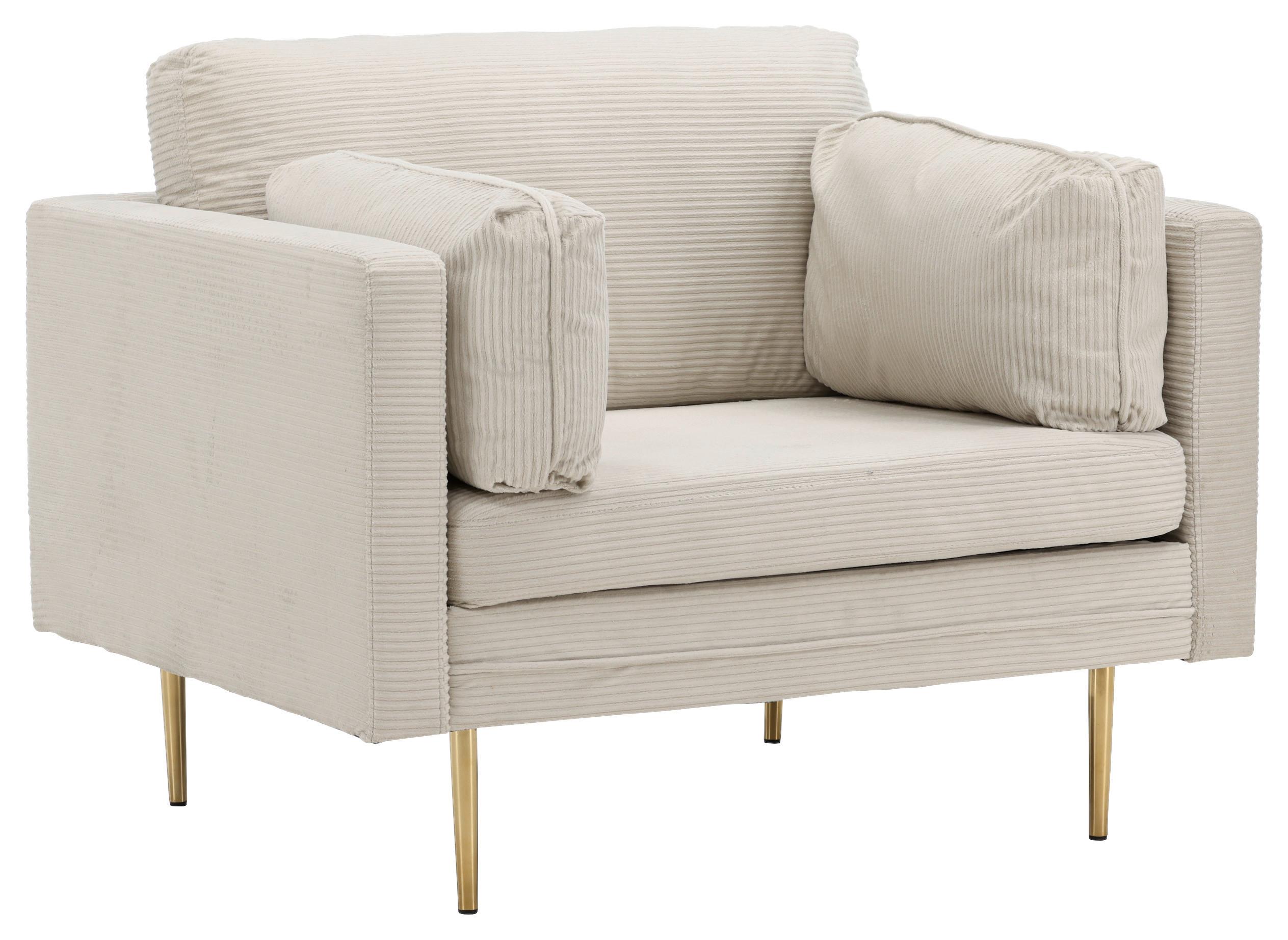 Sessel Boom - Beige/Goldfarben, Design, Textil/Metall (110/84/86cm) - Livetastic