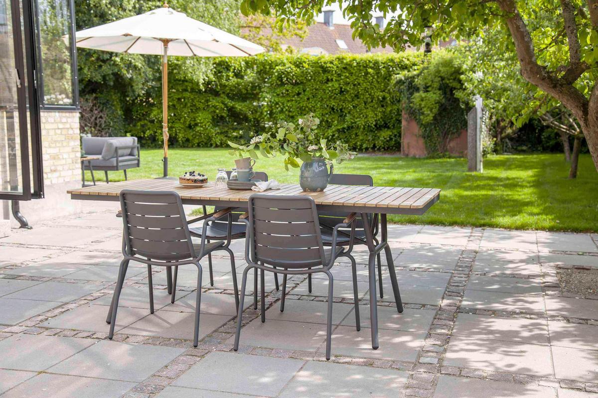 Gartentisch Parc Teakholz/Aluminium L 88 cm - Anthrazit/Naturfarben, Natur, Holz/Metall (88/197,5/74cm) - Gardenson