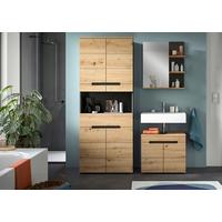 Badezimmer Eiche Artisan Dekor B: 139 Cm - Schwarz/Eiche Artisan, MODERN, Glas/Holzwerkstoff (139cm) - MID.YOU