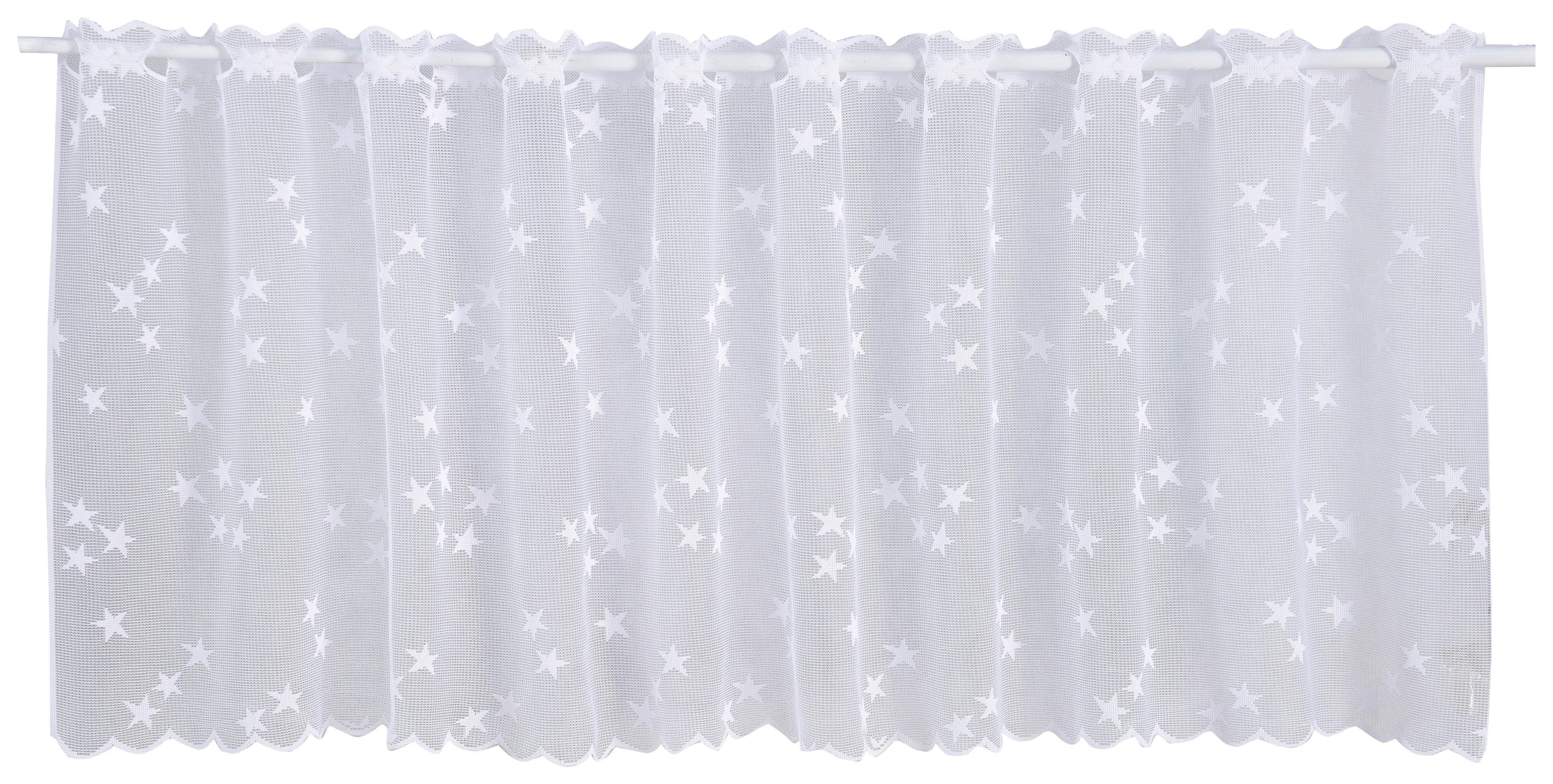 Kurzgardine Sabine Bxl: 45x150 Cm Mit Stern Motiv Transparent - Weiß, KONVENTIONELL, Textil (45/150cm) - Ondega