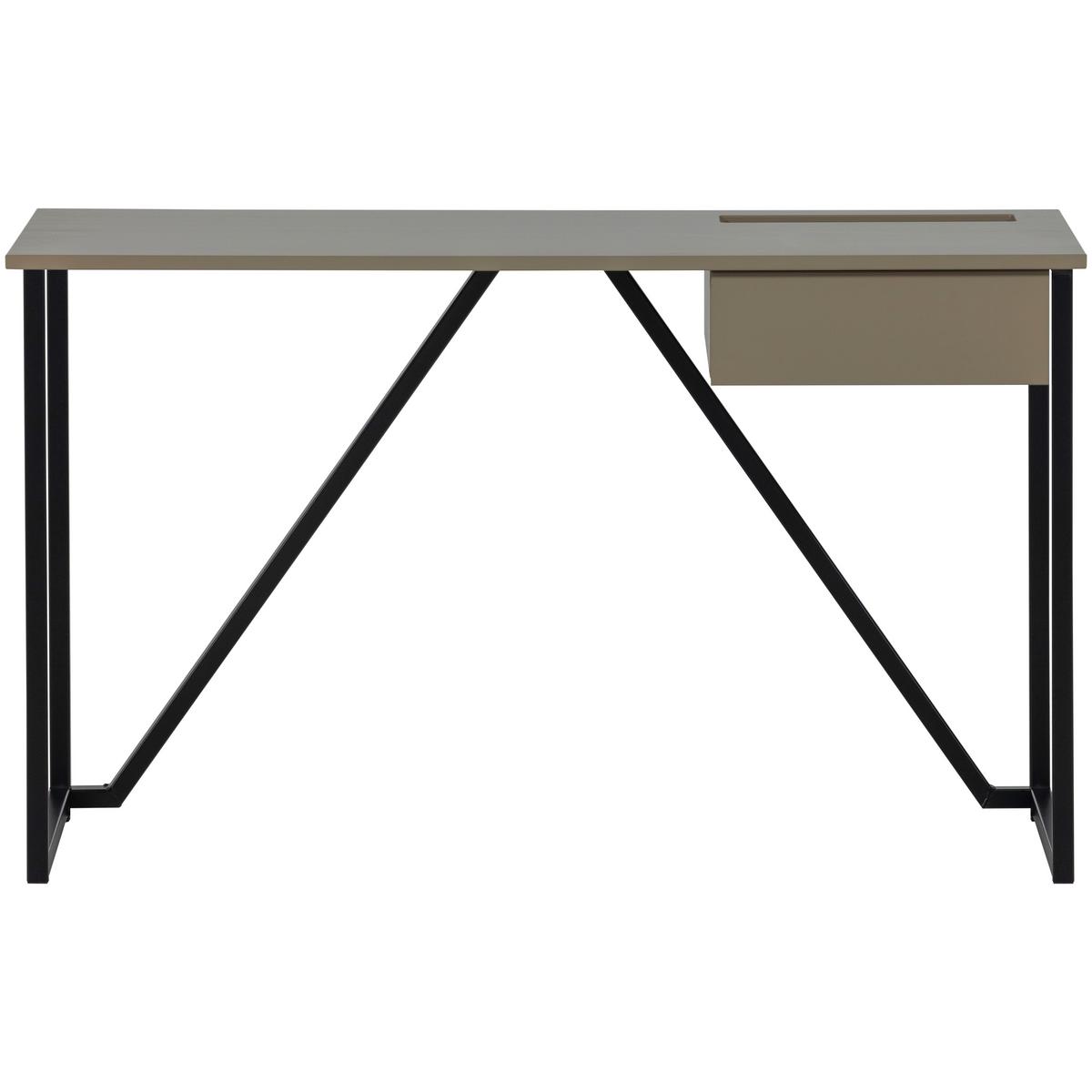 Schreibtisch New Julius Schlammfarben L: 126cm - Schlammfarben/Schwarz, MODERN, Holz/Metall (126/53/75cm) - Livetastic
