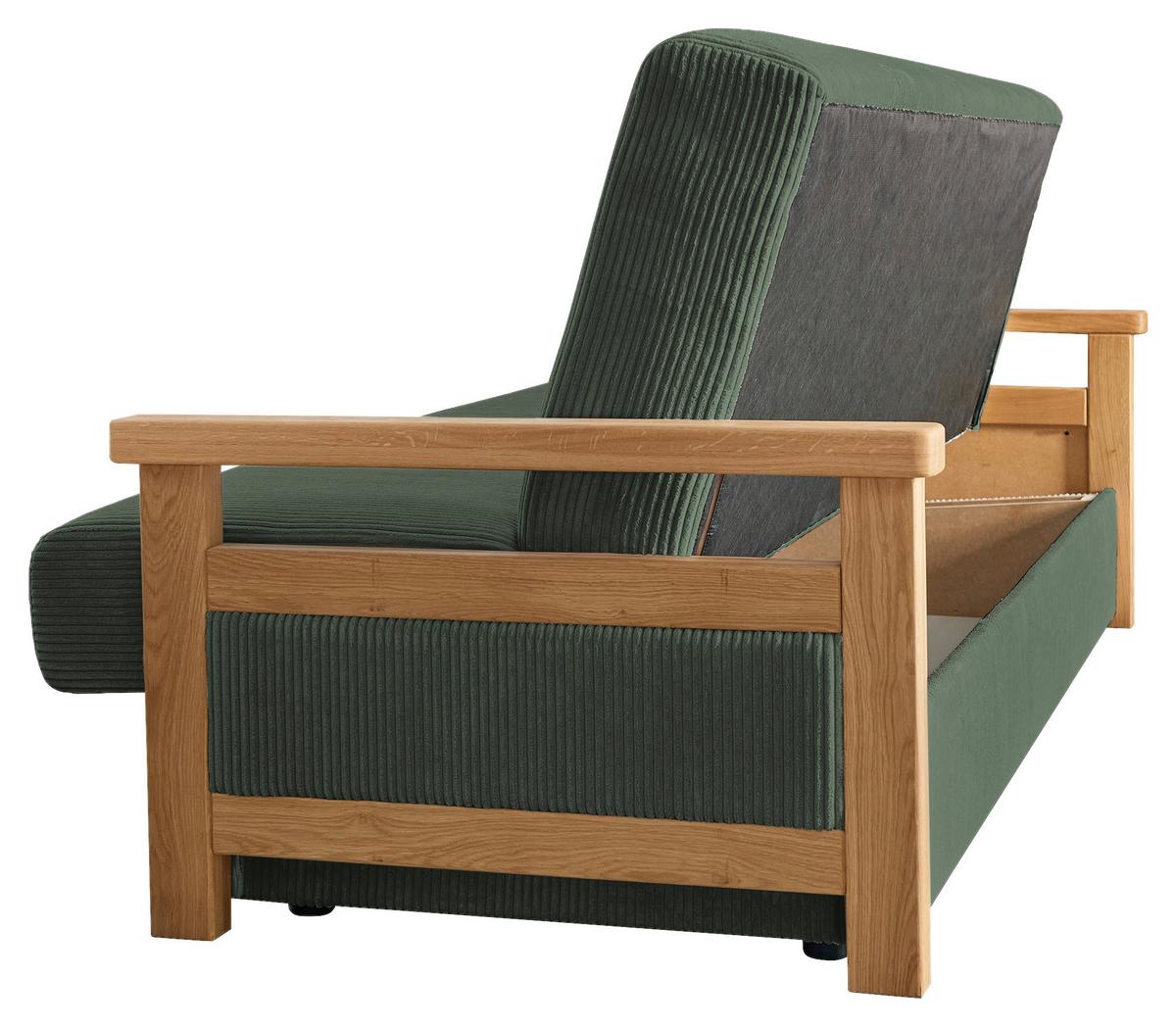 Schlafsofa Malaga Dunkelgrün B: 220cm - Dunkelgrün/Naturfarben, Design, Holz/Textil (220/90/90cm) - P & B