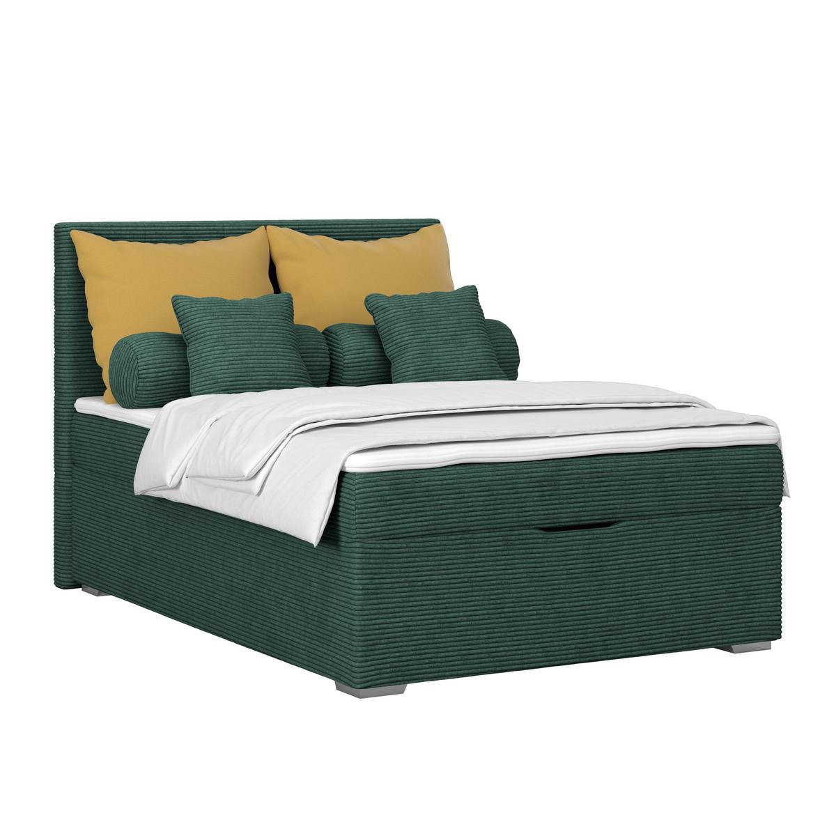 Kárpitozott Ágy Adria 140/200cm - sötétzöld, Konventionell, textil/fa (140/200cm)