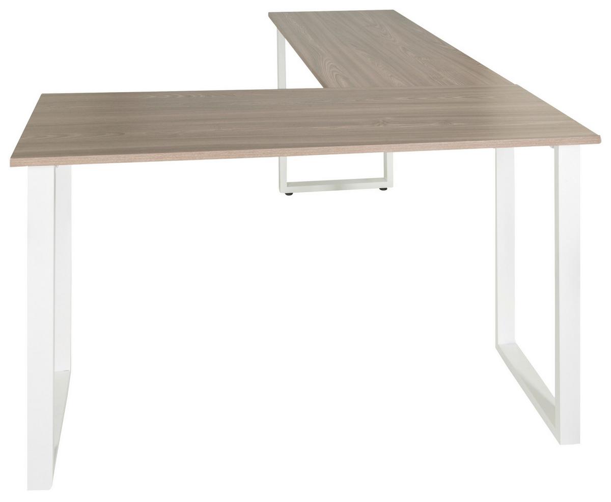 Eckschreibtisch Workspace Basic I - Weiß/Grau, Basics, Holzwerkstoff/Metall (165/120/75cm) - MID.YOU