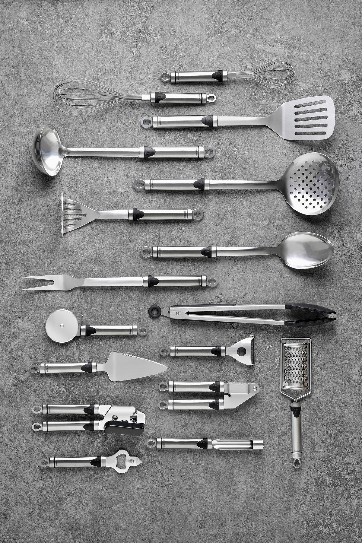 Küchenhelfer Set Aus Metall- Und Kunststoff Bgkit 3-Teilig - Edelstahlfarben/Schwarz, Basics, Kunststoff/Metall