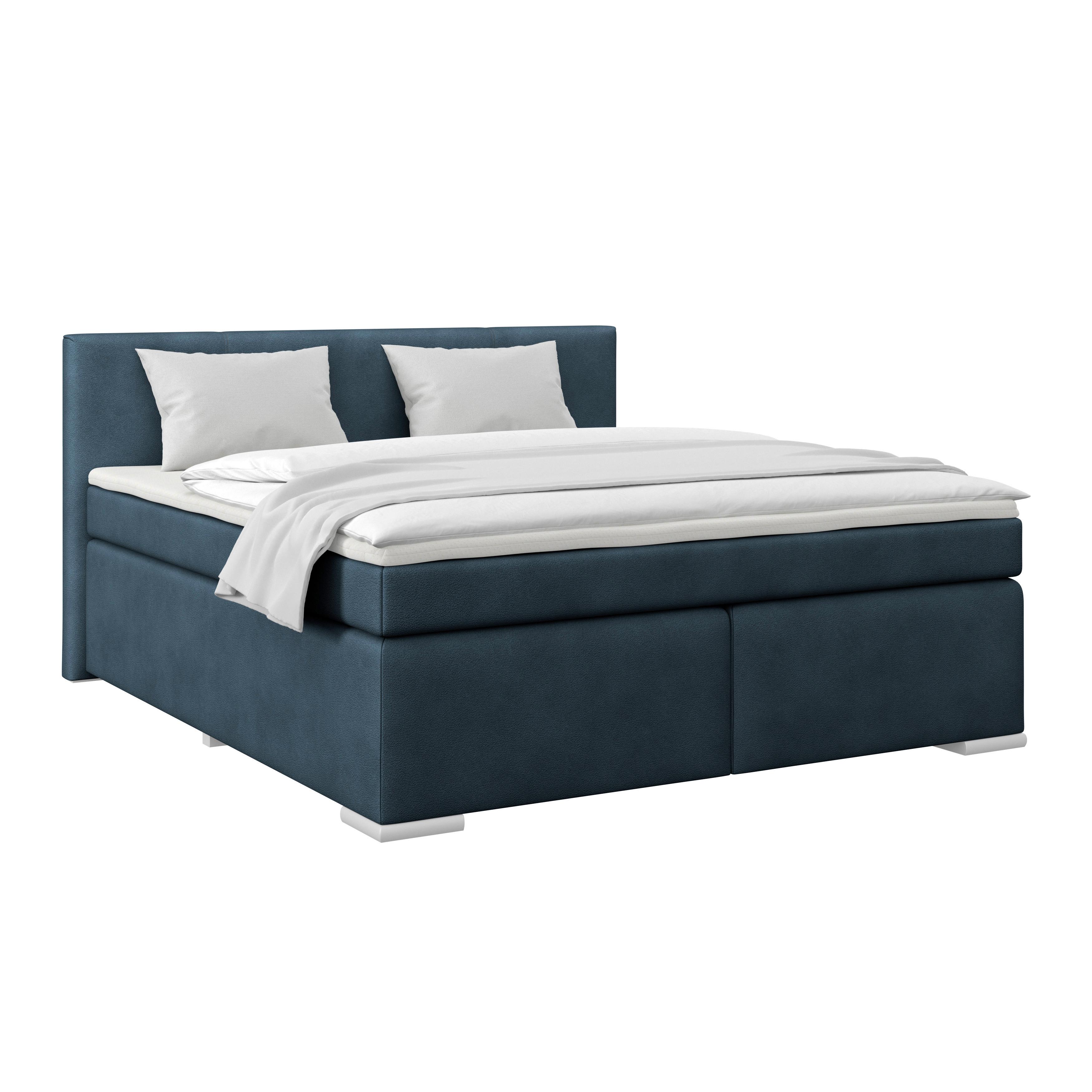 Boxspringbett Mira 1 - Dunkelblau, Basics, Holz/Kunststoff (160/200cm)