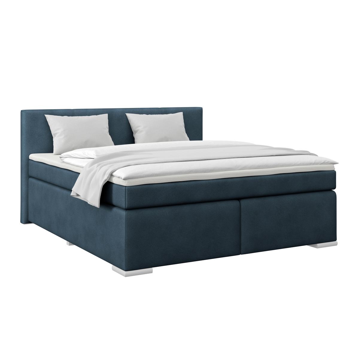 Boxspringbett Mira 1 - Dunkelblau, Basics, Holz/Kunststoff (160/200cm)