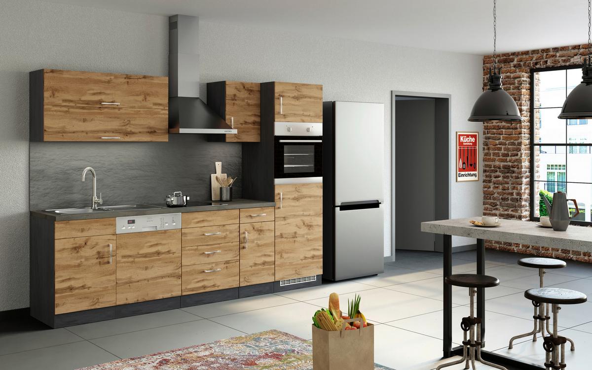 Küchenzeile Sorrento Ohne Geräte B: 270 Cm Eichefarben - Eichefarben/Anthrazit, MODERN, Holzwerkstoff (270cm) - Held