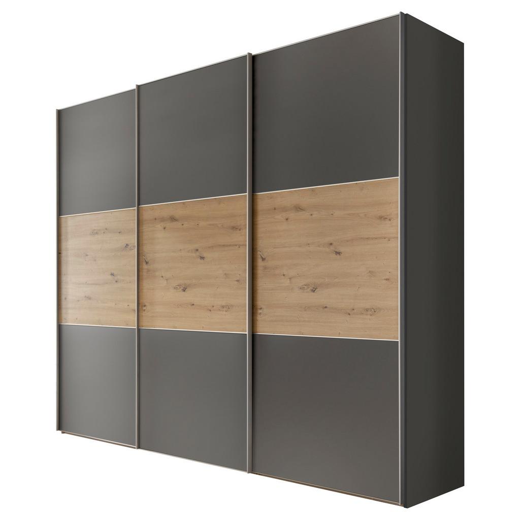 Schwebetürenschrank 280cm Includo Anthrazit/Eiche Dekor